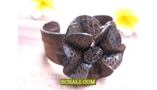 Ethnic Bracelets Leather Snake with Flowers Fashion 